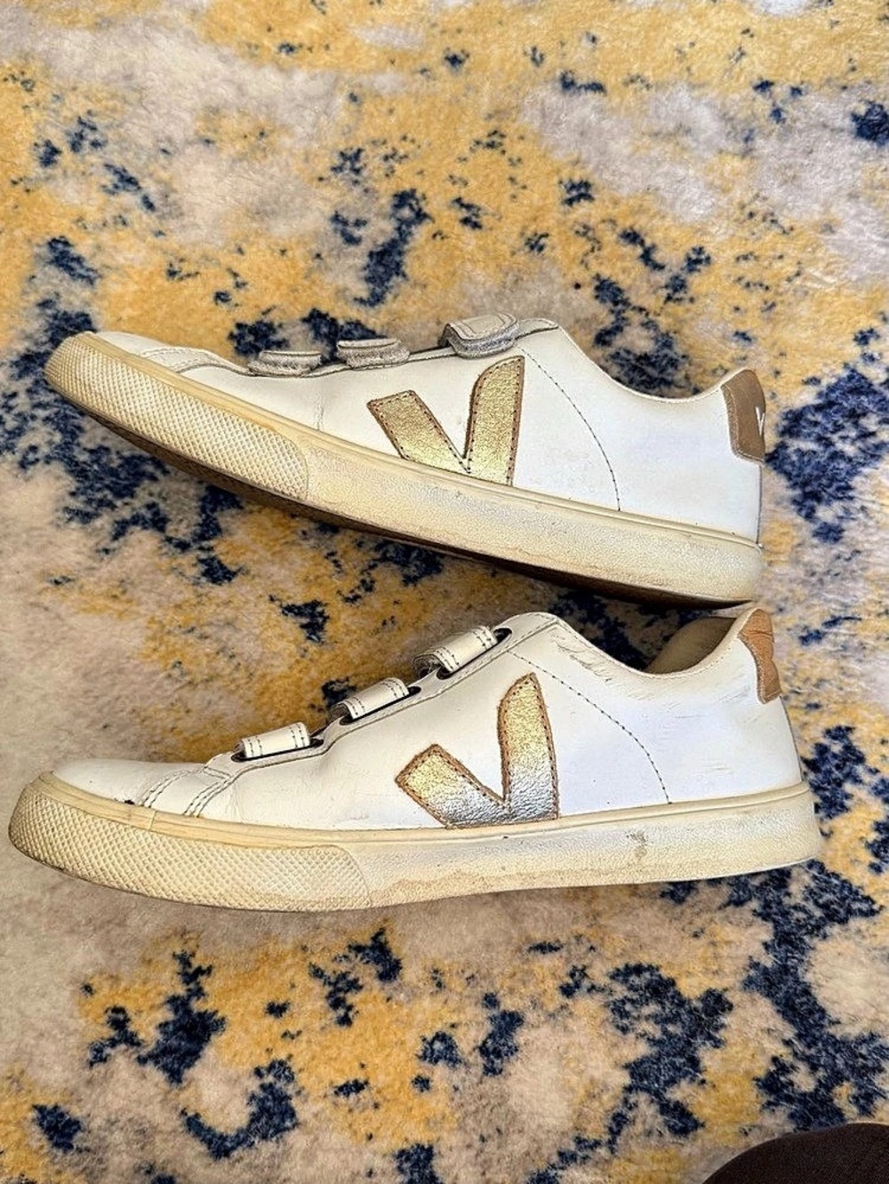 Veja Esplar Velcro Leather Sneakers White & Brown EU 38